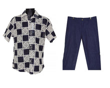 Load image into Gallery viewer, Lanzino Linen Shirt/Pants Set # SSL137 Navy
