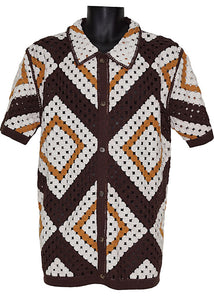 Lanzino Linen Shirt # SSL182 Brown