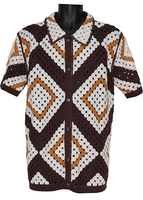 Lanzino Linen Shirt # SSL182 Brown
