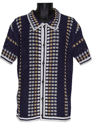 Lanzino Linen Shirt # SSL183 Navy