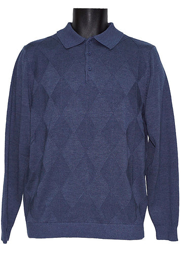 Lavane 3-Button Polo Sweater # 2535 Blue