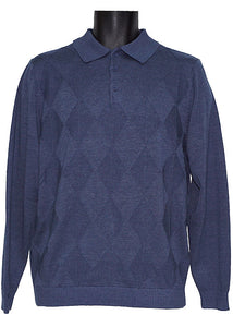 Lavane 3-Button Polo Sweater # 2535 Blue