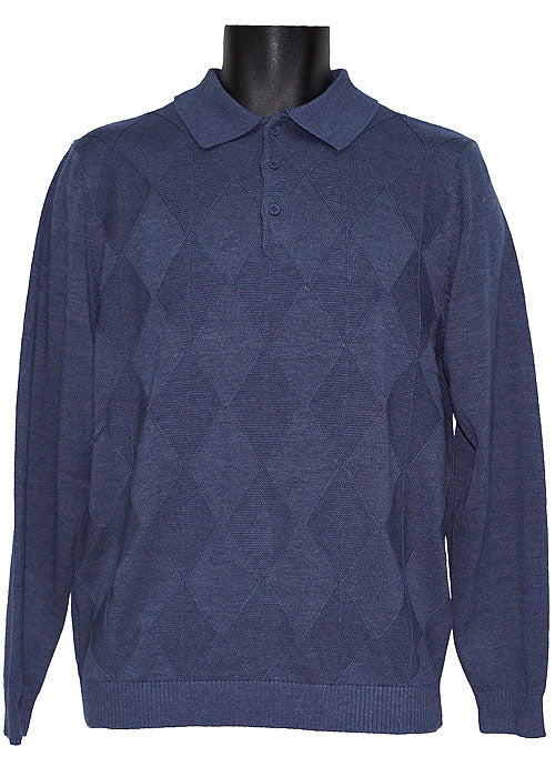 Lavane 3-Button Polo Sweater # 2535 Blue