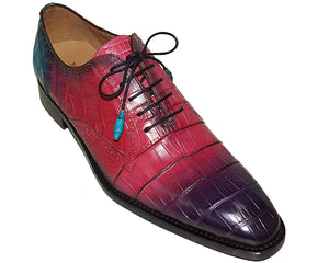 Purple Multi / 9 Mezlan Limited Edition Alligator Lace-Up Shoes 'Madrid'
