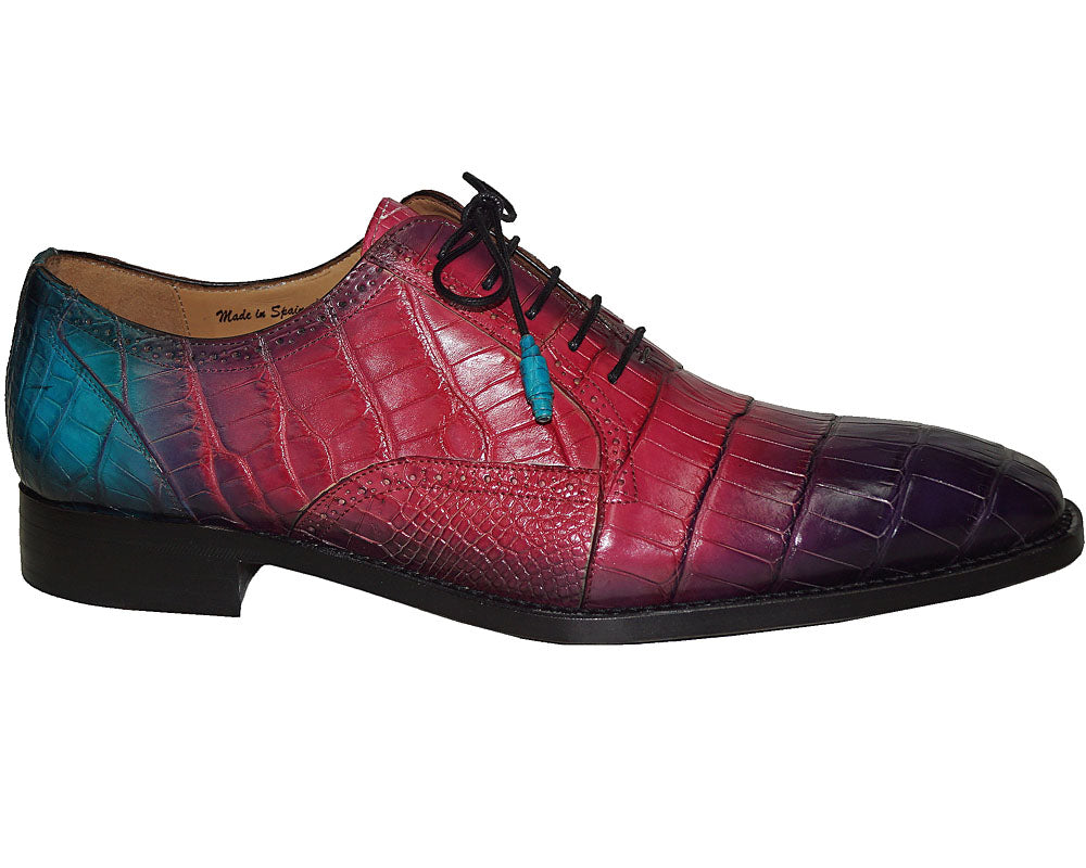 Mezlan Limited Edition Alligator Lace-Up Shoes 'Madrid' Purple Multi / 11.5