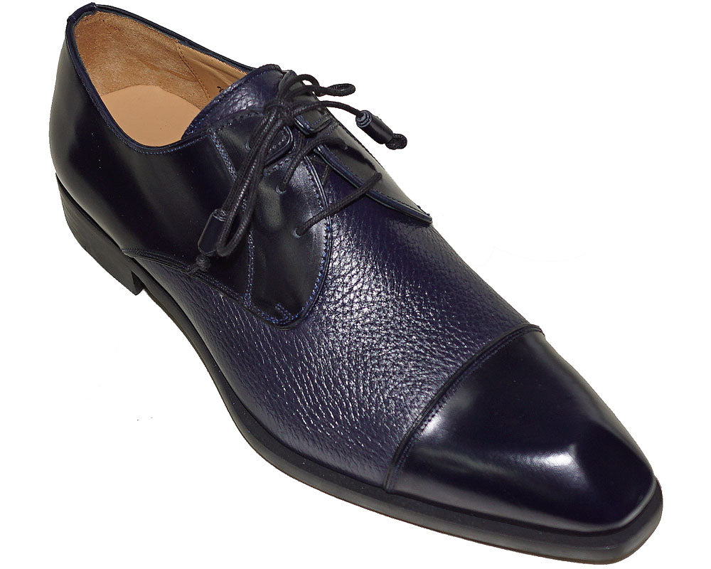 Mezlan Brand Mezlan Men's Dress Shoes Sale Mezlan Shoes Black Deerskin and Polished Calfskin Shoes