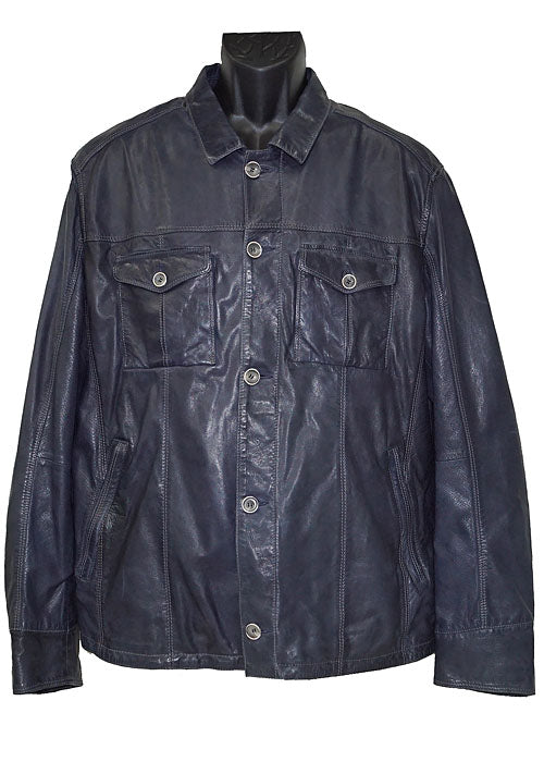 Mezlan Leather Jacket # J1059 Blue