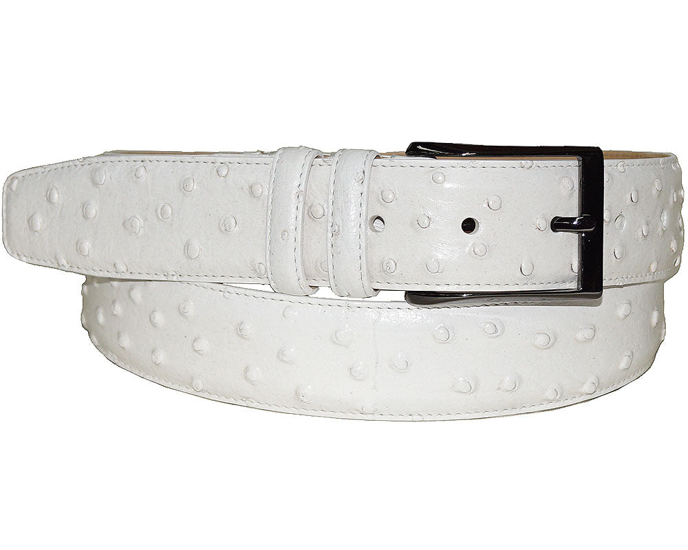 Mezlan Cream Ostrich  Leather Belt with Silver Buckle Belt Genuine Ostrich Ecru – Stylish & Durable Leather Belt main image 4