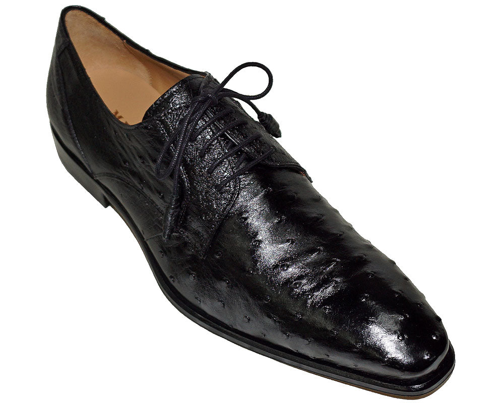 Mezlan Black Ostrich Leather Derby Dress Shoes TILLSON OSTRICH DERBY BY MEZLAN – MilanoMensWear main image 3