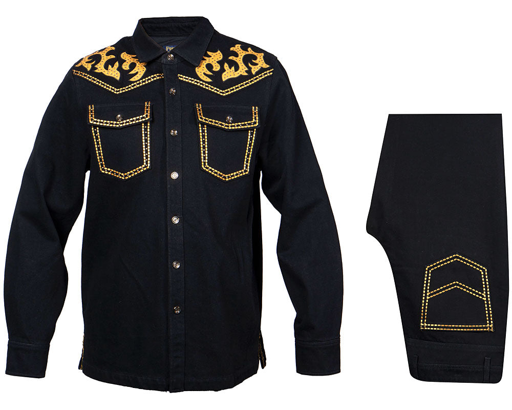 Prestige Denim Shirt/Pants Set # CSL570 Black