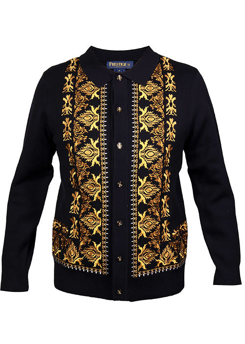 Prestige Button-Down Sweater/Jacket # SW6503 Black