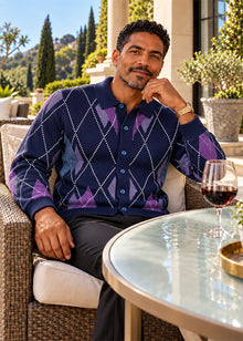 Load image into Gallery viewer, Prestige Button-Down Sweater # SW6510 Navy
