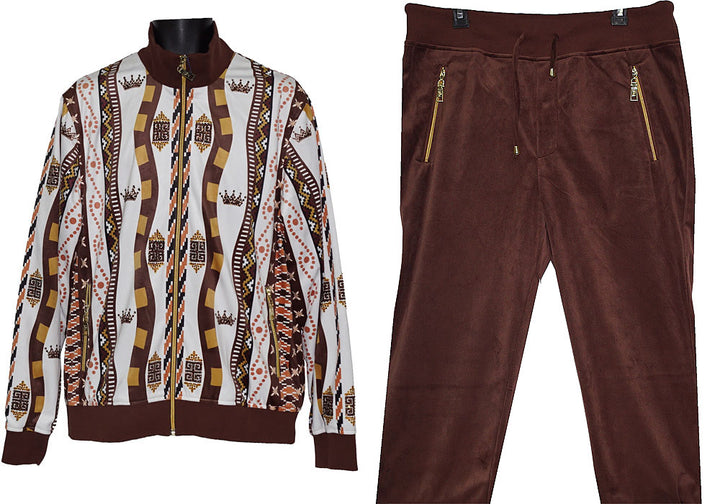 Prestige Velvet Jogger Set # JGS564 Brown