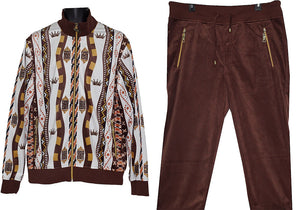 Prestige Velvet Jogger Set # JGS564 Brown
