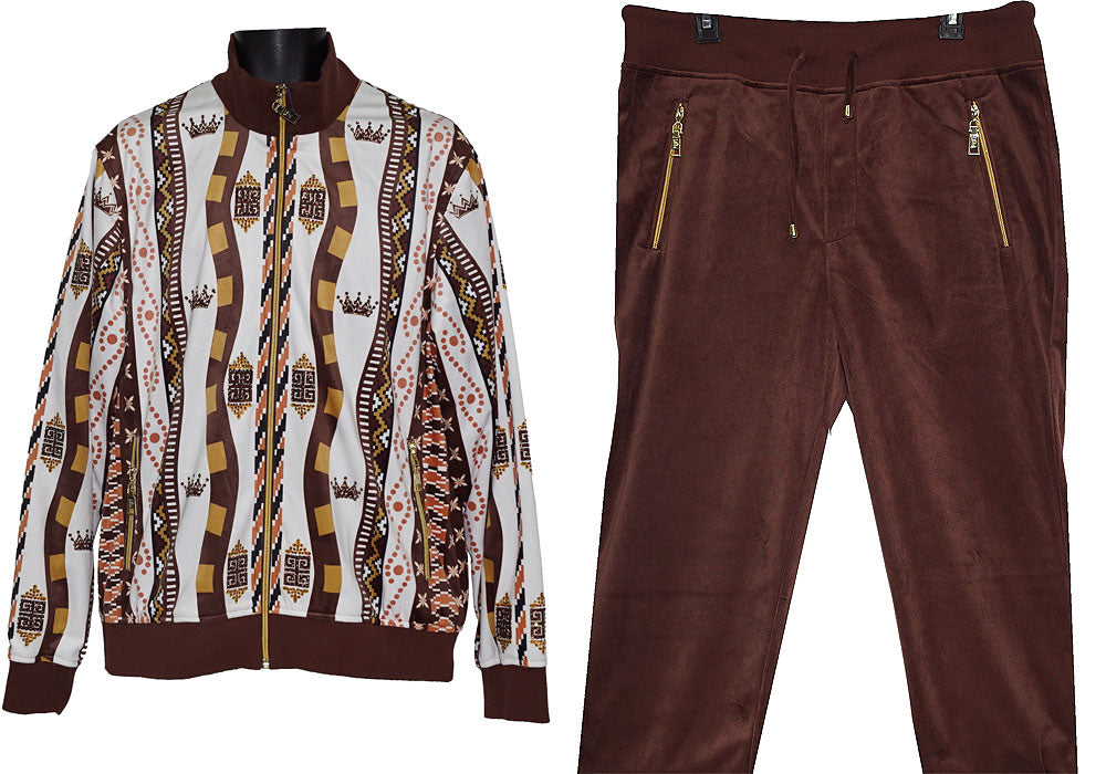 Prestige Velvet Jogger Set # JGS564 Brown