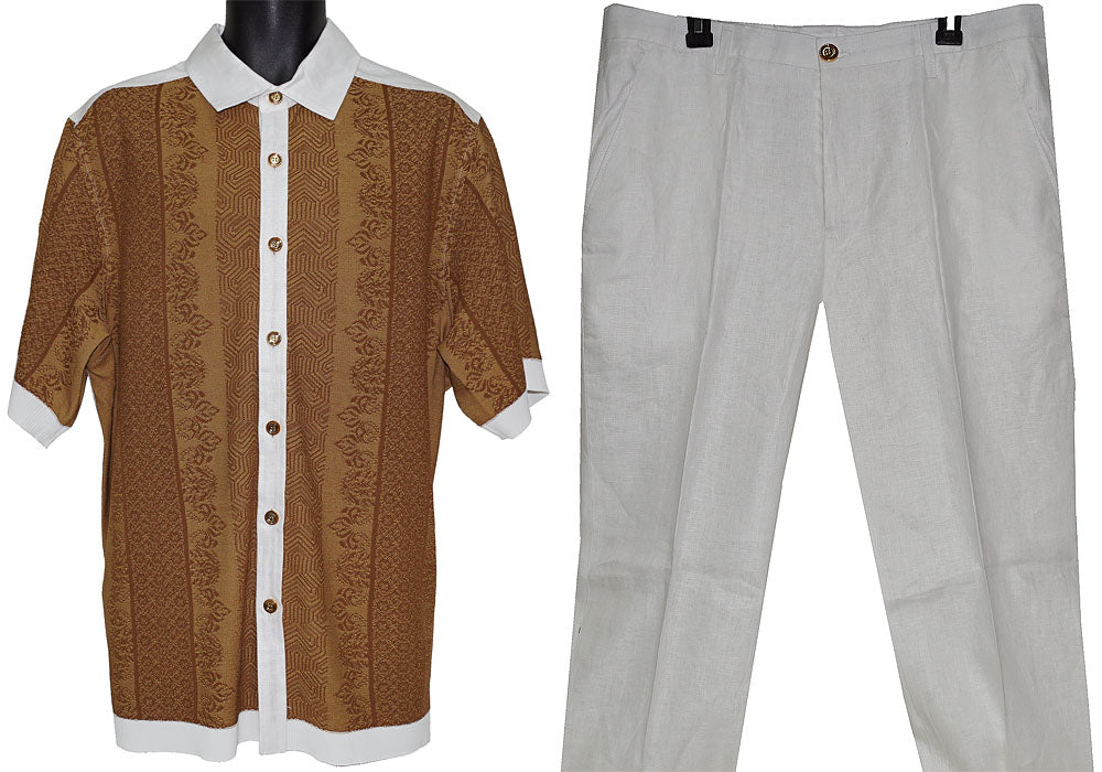 Prestige Linen Shirt/Pants Set # LUX510 White