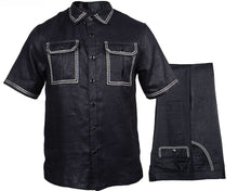 Load image into Gallery viewer, Prestige Linen Shirt/Pants Set # LUX630 Black
