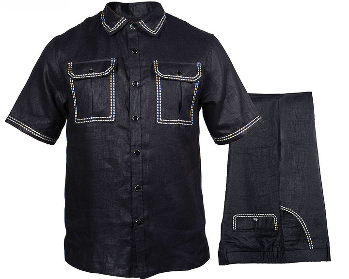 Prestige Linen Shirt/Pants Set # LUX630 Black