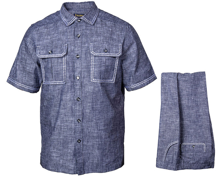 Prestige Linen Shirt/Pants Set # LUX630 Indigo