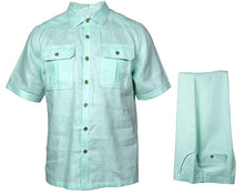 Load image into Gallery viewer, Prestige Linen Shirt/Pants Set # LUX630 Mint
