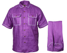 Load image into Gallery viewer, Prestige Linen Shirt/Pants Set # LUX630 Purple
