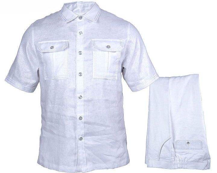 Prestige Linen Shirt/Pants Set # LUX630 White