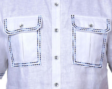 Load image into Gallery viewer, Prestige Linen Shirt/Pants Set # LUX630 White/Navy
