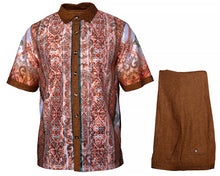 Load image into Gallery viewer, Prestige Linen Shirt/Pants Set # LUX660 Brown Combo
