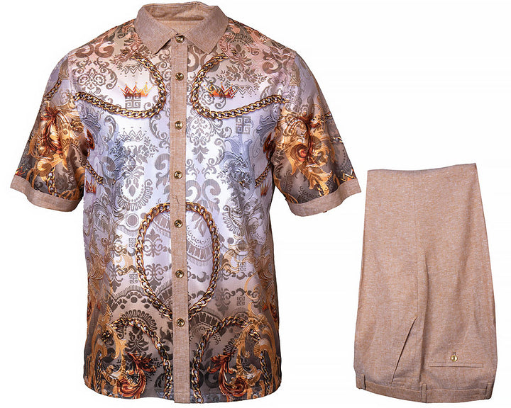 Prestige Linen Shirt/Pants Set # LUX660 Khaki