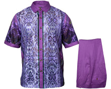 Load image into Gallery viewer, Prestige Linen Shirt/Pants Set # LUX660 Purple
