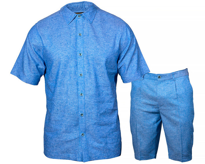 Prestige Linen Shirt/Shorts Set # LP64 Blue