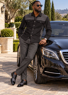 Load image into Gallery viewer, Prestige Casual Shirt/Pants Set # CSL6675 Black Combo
