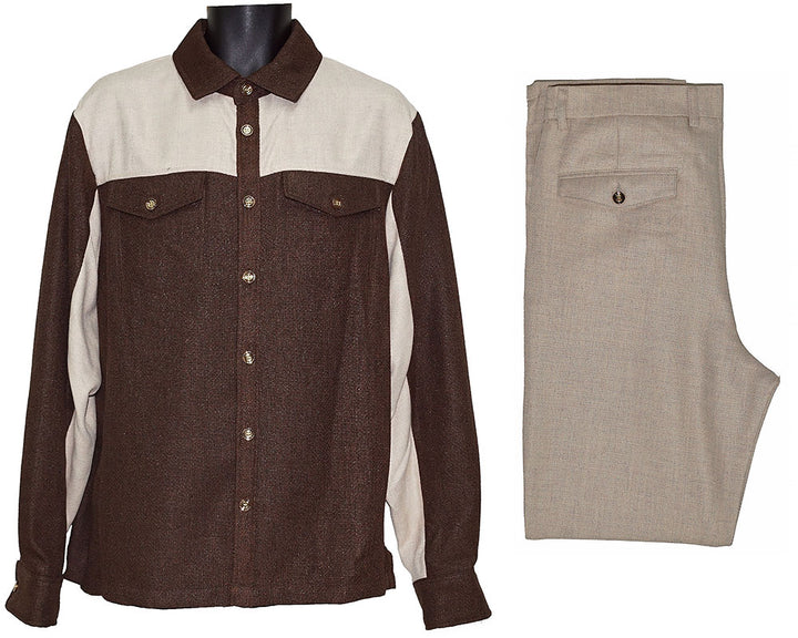 Prestige Casual Shirt/Pants Set # CSL6675 Brown Combo