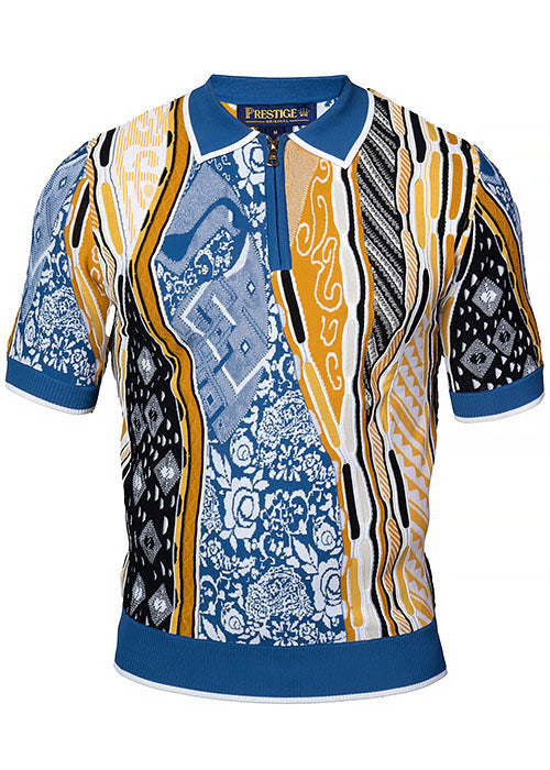 Prestige Zipper Polo Shirt # CMK6002 Denim