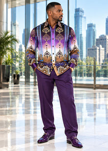 Load image into Gallery viewer, Prestige Silky Feel Fashion Shirt # PR6625 Purple
