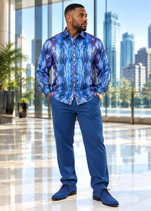 Load image into Gallery viewer, Prestige Silky Feel Fashion Shirt # PR6638 Navy

