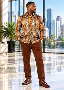 Load image into Gallery viewer, Prestige Silky Feel Fashion Shirt # PR6638 Oatmeal
