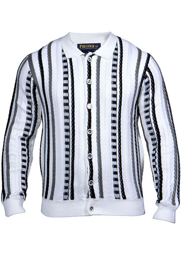 Prestige Button-Down Sweater # SW611 White