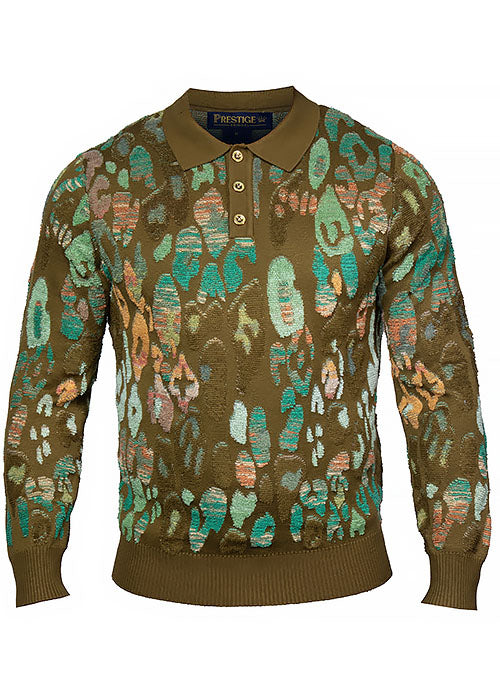 Prestige 3-Button Polo Sweater # SW6508 Avocado