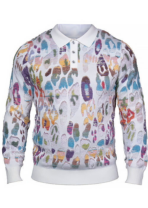 Prestige 3-Button Polo Sweater # SW6508 White