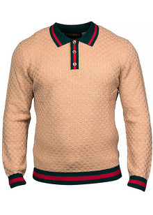 Load image into Gallery viewer, Prestige 3-Button Polo Sweater # SW6520 Tan
