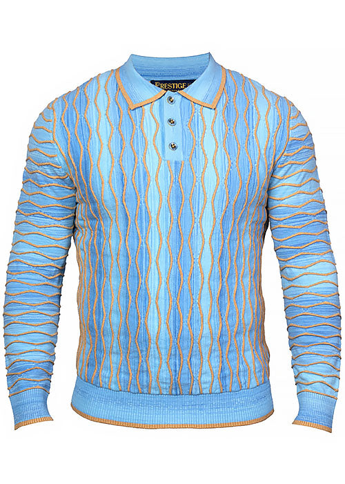 Prestige 3-Button Polo Sweater # SW6522 Blue