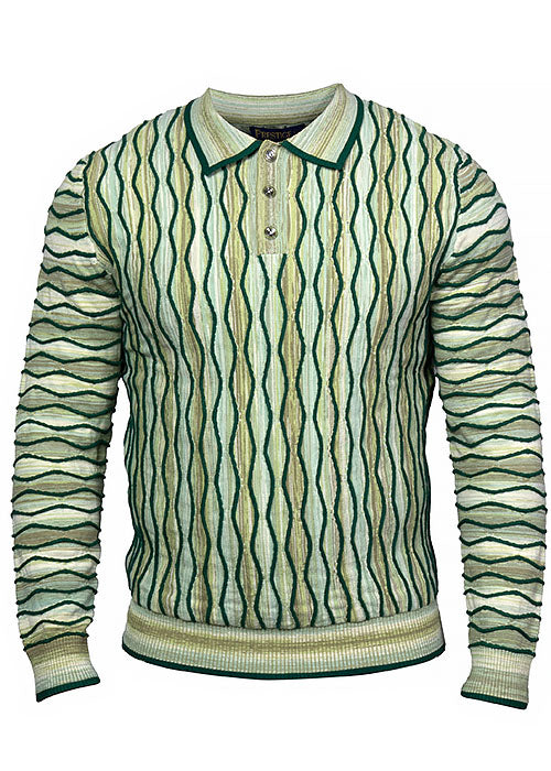 Prestige 3-Button Polo Sweater # SW6522 Green
