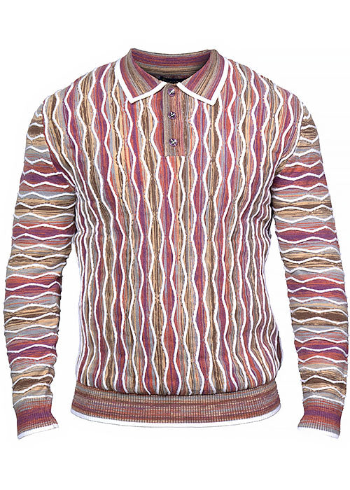 Prestige 3-Button Polo Sweater # SW6522 Purple