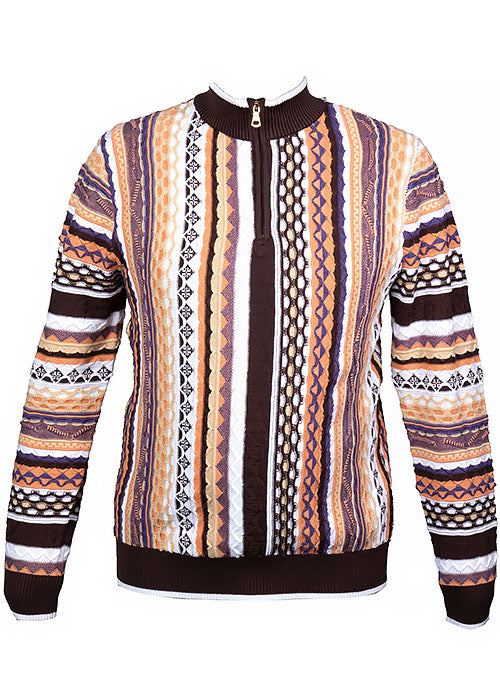 Prestige Zipper Mockneck Sweater # SW6532 Brown