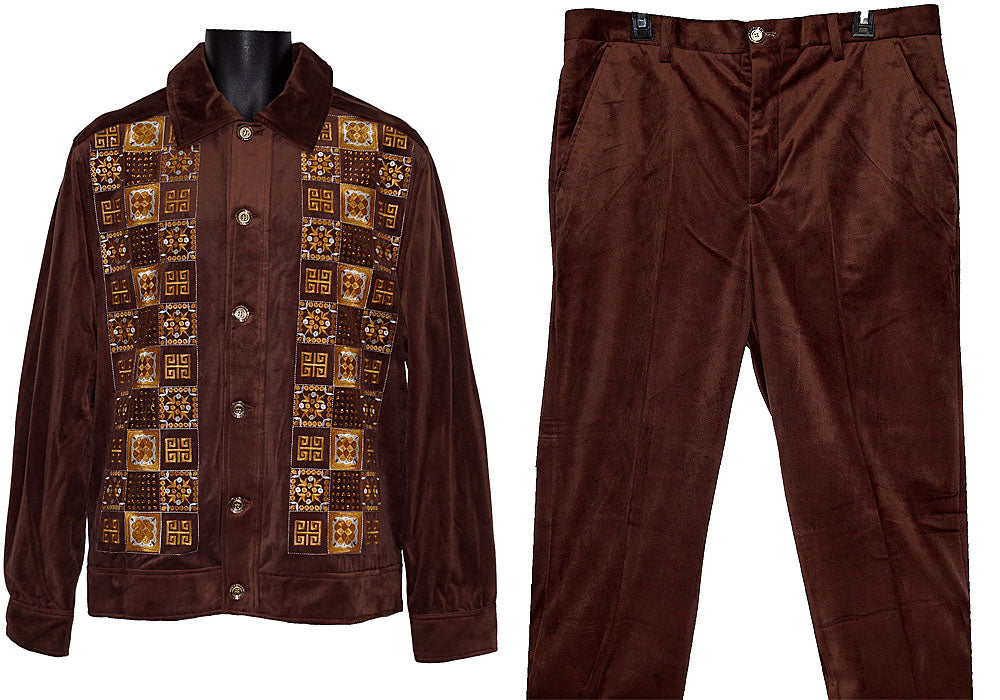Prestige Velvet Jacket/Pants Set # CSL557 Brown