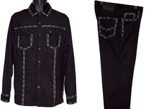 Load image into Gallery viewer, Prestige Ultra Suede Shirt/Pants Set # CSL562 Black
