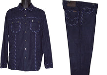 Load image into Gallery viewer, Prestige Ultra Suede Shirt/Pants Set # CSL562 Navy

