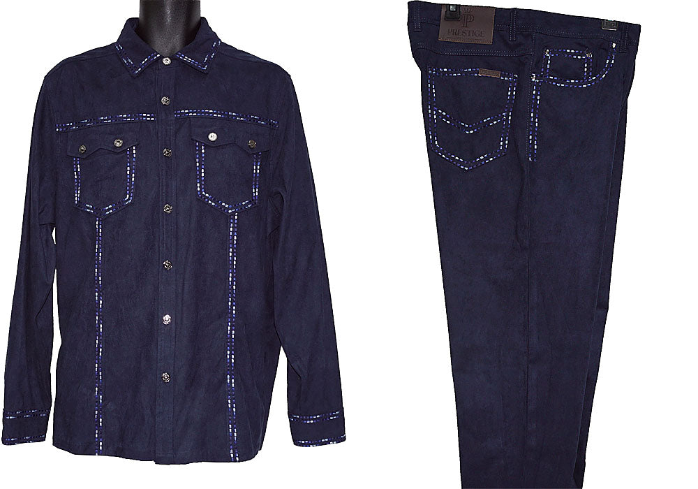 Prestige Ultra Suede Shirt/Pants Set # CSL562 Navy