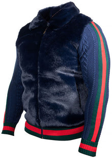 Load image into Gallery viewer, Prestige Faux Fur Sweater/Jacket # LP80 Navy
